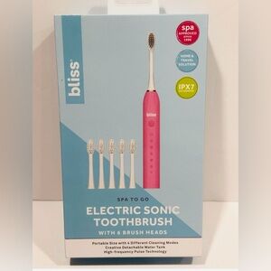 Bliss Pink Electric Sonic Toothbrush with 6 Brush Heads
